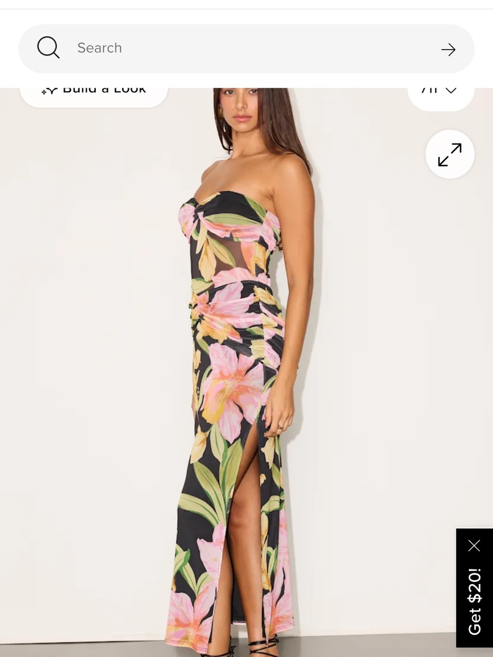 Lulu's Black Strapless Maxi Dress with Pink & Yellow Floral Print